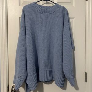 Aerie Light Blue Oversized Chenille Crewneck Sweater - Women